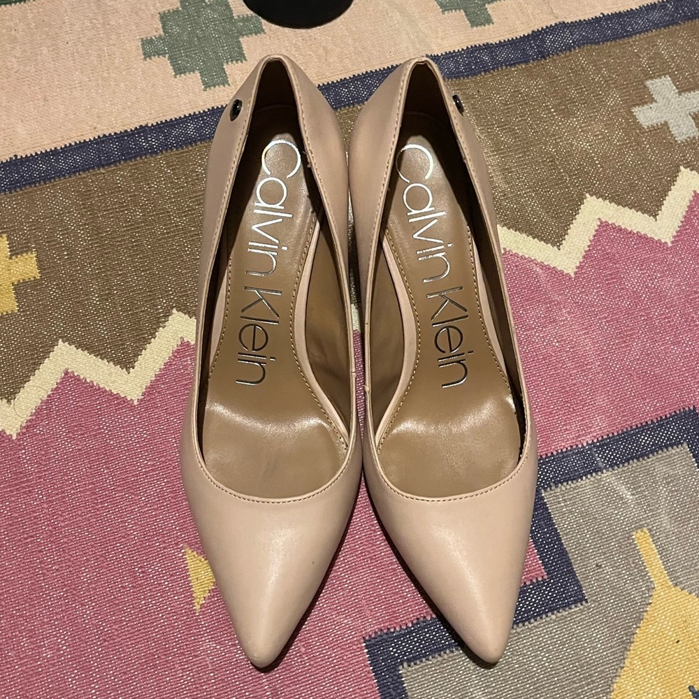 Calvin Klein Brady Blush-Nude Pointy Toe Heels